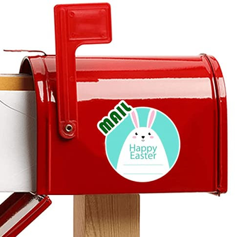 Fröhliches Osterfest Blauer Bunny Muster Aufkleber Briefkastenaufkleber Kleber