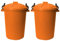 Set of 2: 50Litre Clip Lock Storage Bins - Large Heavy Duty Plastic Kitchen/Compost/Garden Bin - Made in UK. (Orange)