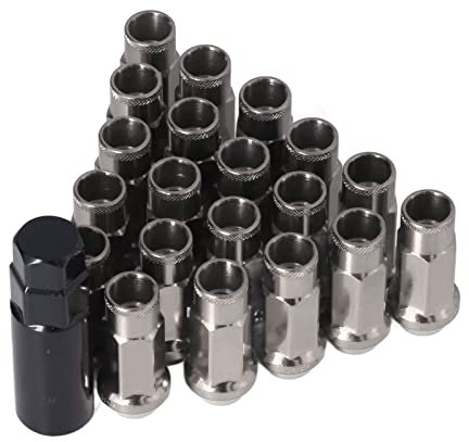 KIMISS Radmuttern, Universal 20 Stück M12x1,25 Metall Radmuttern Universal Autozubehör(Schwarz)