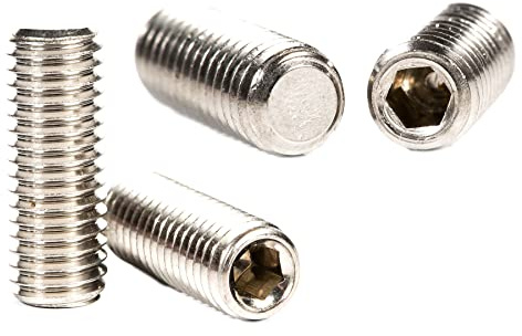 Lot de 20 vis sans tête M3 (3 mm x 12 mm) en acier inoxydable à pointe plate - Filetage métrique - Clé Allen