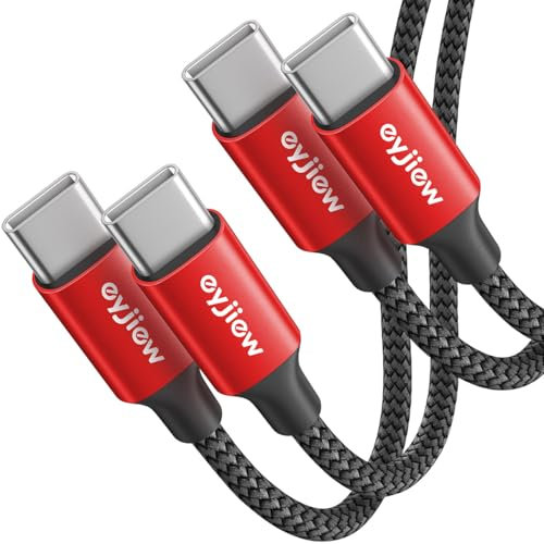 eyjiew USB C auf USB C Kabel [2Stück 1.2M], 60W USB C Ladekabel, PD 3.0 Schnellladekabel Typ C Datenkabel für iPhone 15 16 Pro Max,Galaxy S24 S23 S22 S21 Plus Tab S8,MacBook Pro/Air Pixel Switch