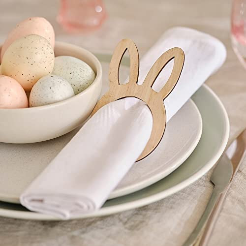 Serviettenringe Ostern aus Holz Osterhase Tisch-Deko Ostern Gedeckter Tisch Frühling Serviettenhalter Serviettenschnallen Zubehör Stoff-Servietten & Papier-Servietten - 6 Stück