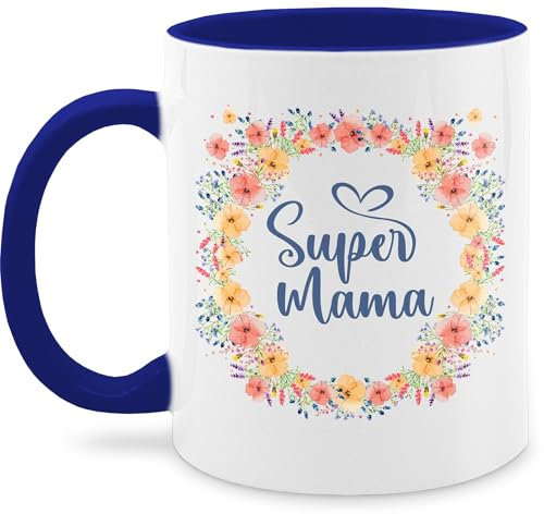 Tasse Tassen 325ml - Super Mama Geschenk - 325 ml - Dunkelblau - mutter muttertagstasse mum für die kaffeetasse mom moms cup mütter häferl geschenke muttertag muttertagsgeschenke coffee