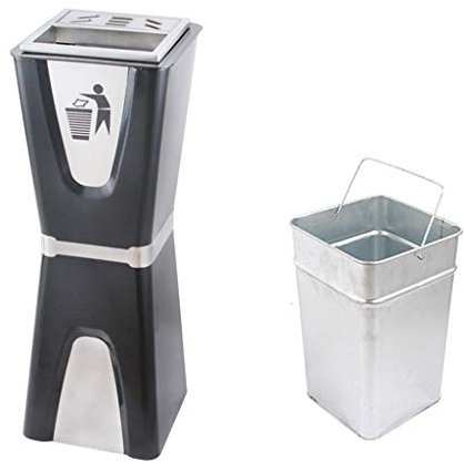 Küchen-Mülleimer, Outdoor/Indoor-Panel-Mülleimer mit Aschenurne, schwarz, Vasen-Mülleimer