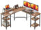 CubiCubi Corner Desk with Storage Shelves 150 * 150 * 50cm L Shaped Computer Office Desk Study Writing Table, Deep Brown