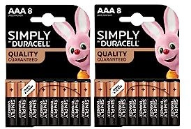 16X Duracell AAA Simply (2 Blister Da 8 Batterie) 16 Pile Mini Stilo (LR03/MN2400)