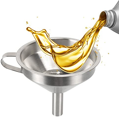 EVTSCan Imbuto in Acciaio Inossidabile a Bocca Larga, con Filtro E Kit Spazzola, Per Versare Liquidi, Olio, Polveri, Prodotti Chimici, Per Cucina Domestica, Conserve, Per Officina Industriale Laborato