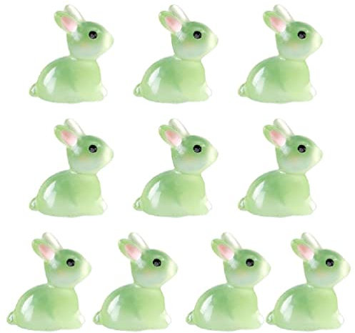CARTBAE 10 Stück Feengarten Zubehör Outdoor Miniatur Leuchtender Osterhase Leuchtend Dunkeln Kaninchen Für Mikro Landschaft Harz Osterhasen Figuren