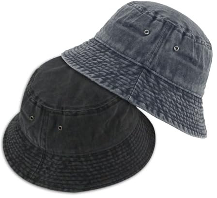 SKHAOVS 2 Stück Fischerhüte für Herren Damen, Schwarz+Grau, Outdoor Angeln Sonnenhut, Unisex Strandhut, Eimer Hut Mode Leinwand Sonnenhu, Vintage-Baumwollhut, für Aktivitäten im Freien (2 Stück)