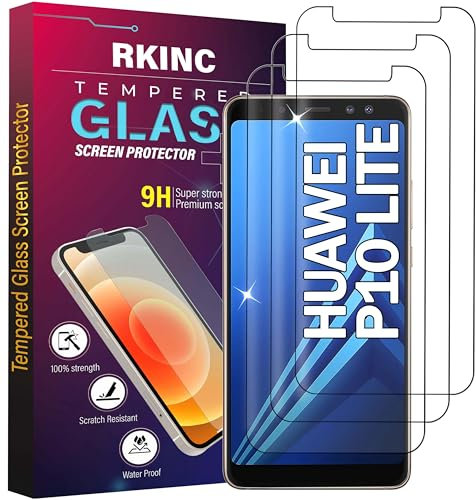 RKINC 3 Stück, Panzerglas Schutz Glas für Huawei P10 Lite, Panzer HD Displayschutzfolie, 0,33 mm kratzfest, splitterfrei, blasenfrei, lebenslangeGarantie
