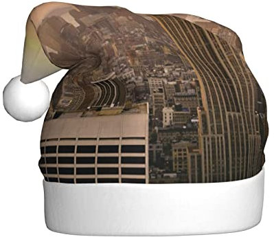 Sylale Empire State Building Bedruckte Weihnachtsmützen Erwachsene Xmas Hut Für Weihnachtsgeschenke Neujahr Festlichen Urlaub