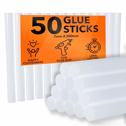 ZENO Glue Sticks for Glue Gun | Hot Glue Sticks | Glue Gun Sticks | Adhesive Sticks Perfect for DIY Craft Projects and Sealing | Melt Adhesive Glue Sticks | 7mm x 200mm | 50 Count