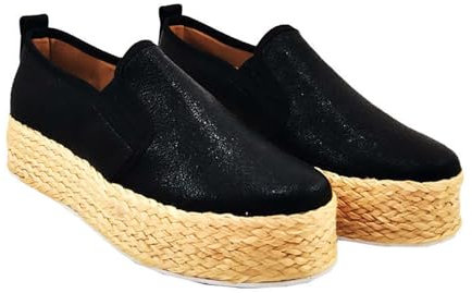 LONGB Sandalias de Mujer, Suela de Plataforma Plana Zapatos de Cuerda de Cáñamo con Sandalias Sin Cordones Casual y Cómodo,Negro,37