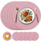 KERYCHIN Round Silicone Placemats(34cm) and Coasters(10cm) Set of 6, Heat-Resistant 450 °F Placemats, Non-Slip and Washable, Tablemats for Home, Hotel, Restaurant, Kitchen Dining Table, Pink