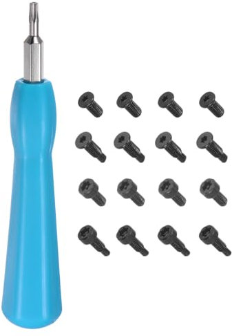 sourcing map Ring Doorbell Screwdriver T6 T15 Torx Double-Ended Magnetic Screwdrivers Bit with 20pcs Doorbell Screws for Ring Video Doorbell Replacement Password Reset, Blue