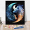 TISHIRON DIY Malen nach Zahlen für Erwachsene - Süßer Wolf, Mond am Nachthimmel, Yin Yang Symbol - Leinwand Malset für Vintage Kunsthandwerk