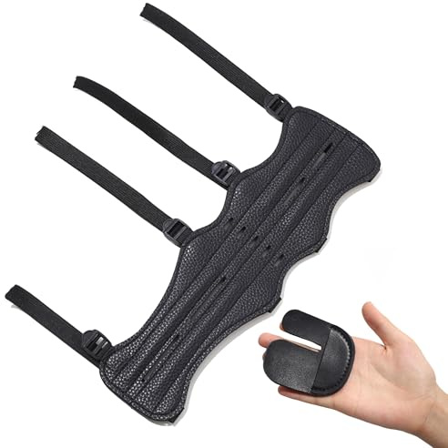 Hayaww Bogenschießen Armschutz,Schutz Handschuhe,Armschoner aus Leder,Bogensport Zubehör,Armschutz Leder,Armschutz Bogenschießen Set,Armschutz mit Verstellbaren Trägern,für Jugendliche Erwachsene