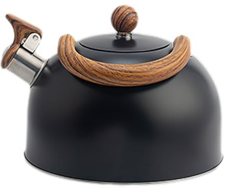 GRADENEVE Hervidor De Agua Chirriante Hervidor De Agua Para Estufa Tetera Hervidor De Agua Caliente Olla De Acero Inoxidable Olla Para Hervir Agua Nailon Recubierto De Caucho Black