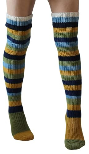 Fiacafyo Women's Wool Knitted Thigh High Socks Cable Fluffy Fall Winter Warm Boot Socks Over-the-Knee Stockings Leg Warmers