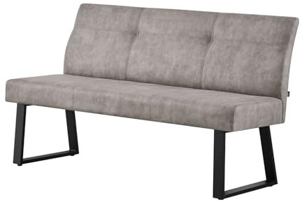 DUBI Möbel Sitzbank Joy, Esszimmerbank 160 cm mit Rückenlehne gepolstert mit Federkern für Esszimmer, Flur, Garderobe mit Metallgestell, modern Design, Grau, 21302-160-YU09-01