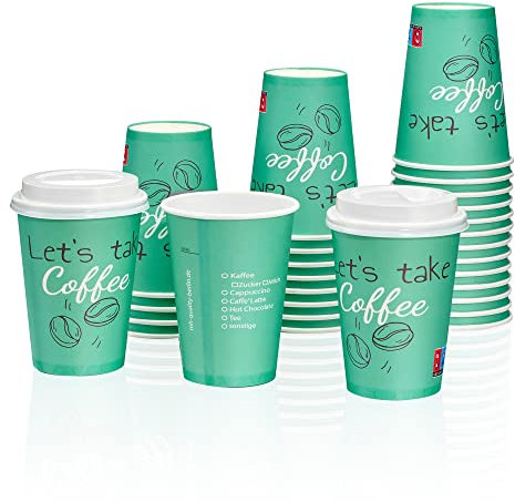 MH QUALITY Kaffeebecher To Go 300ml ohne Deckel - 200x Premium Einweg Pappbecher | Hochwertige Coffee To Go Becher - Grün