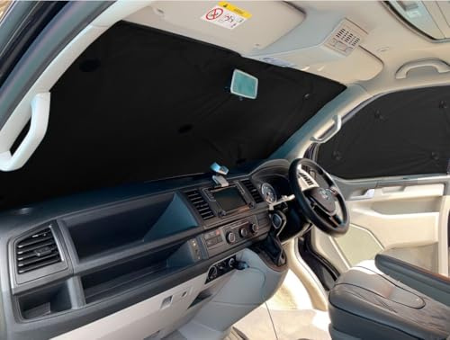 Thermal Blinds Single Window Kits Compatible with Ford Transit Custom (2012-2023) First Generation (2 Middle Windows / 1 Sliding Door Blinds) With Backing Colour In Black
