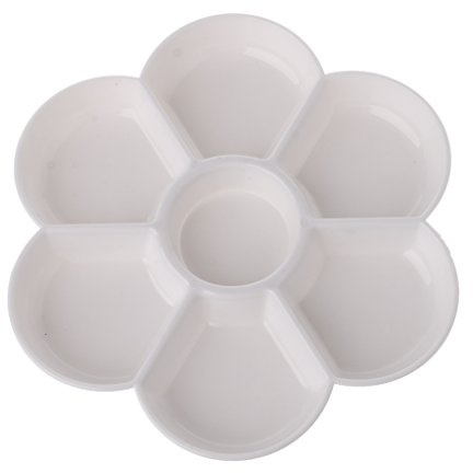 Lodoot Plateau de peinture créatif à 7 trous en forme de fleur pour peinture acrylique, huile, aquarelle, 7 grilles de fleurs de prunier imitation porcelaine palette