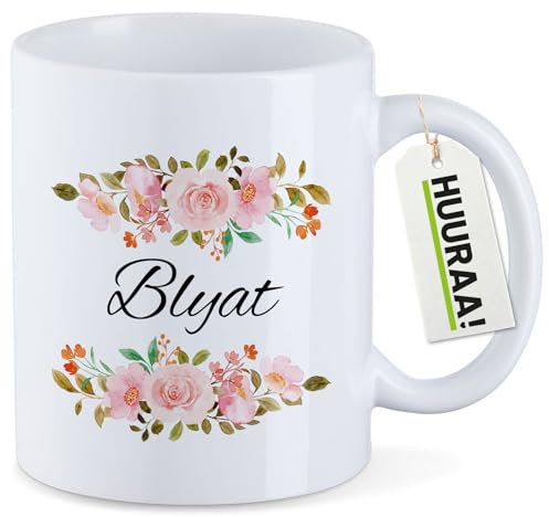 Huuraa Tasse Blyat russisch Blumen Geschenk 330ml Weiß Blyat Präsent