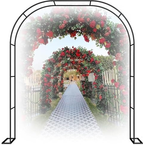 2,4 m Metall-Gartenbogen, extra breiter Gartenlauben-Torbogen, Rosenbogen für Rosen, Kletterpflanzen, Stützbogen, Hochzeitsbogen, extra hoher Pergola-Spalier, Weinreben-Torbogen (Farbe: C, Größe: 35