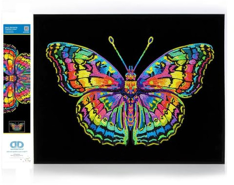 DIAMOND DOTZ 2594366 Original 5D Diamond Painting Set, Neon Schmetterling, mit Neonfarben und Samt, DIY Diamant Malerei Bilder für Erwachsene und Kinder ab 12 Jahren, Intermediate