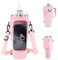 WUDEUI Water Bottle Carrier Bag for Stanley 40 oz Tumbler with Phone Pocket Adjustable Shoulder Strap, Water Bottle Holder Stanley Cup Accessories (Pink)