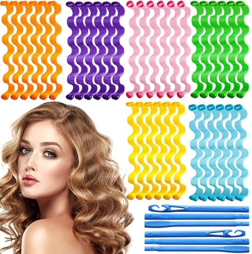 SZSMW 36pcs Haarwickler - Lockenwickler Spiral Curls - Wellen | Geeignet FüR Alle,Die Ihre Eigenen Welligen Frisuren Erstellen MöChten, Geeignet FüR Alle Haartypen