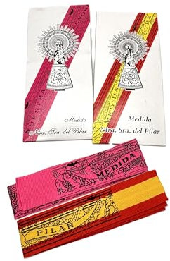 Genérico Pack de 2 medidas de la Virgen del Pilar: Bandera de España y Fucsia – Usalas como adorno y como símbolo de fe. Cinta. Pulsera