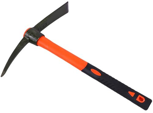 Uqezagpa Heavy Duty Miniature Pick Mattock with Fiberglass Handle Garden Hand Tool for Gardening, Digging & Camping,