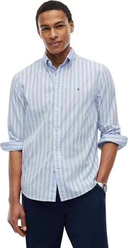 Tommy Hilfiger Herren Flex Poplin Bold Stripe Rf Shirt Mw0mw39159 L/S Shirt (1er Pack)