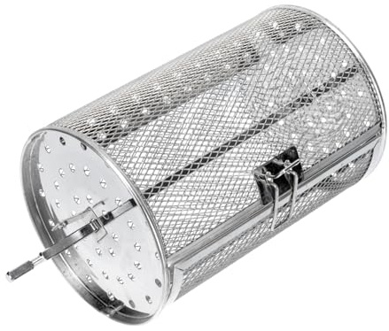 FUTUREORYY Panier Grill Rotatif Acier Inoxydable avec Porte Mobile et Panier de Cuisson Polyvalent Antirouille pour Rôtir Noix et Barbecue