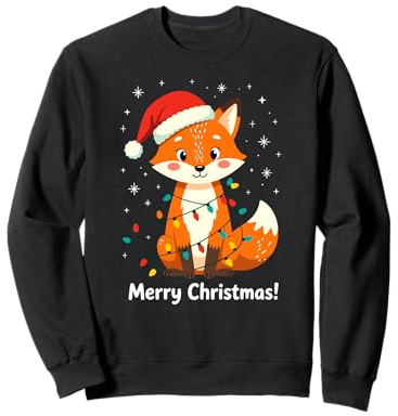 Fuchs Weihnachten lustig Lichterkette Lustiges Weihnachts Sweatshirt