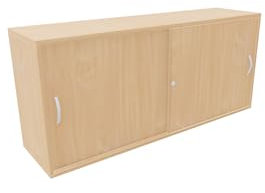 Geramöbel Anstell-Schiebetürenschrank mit Mittelseite, 2 Dekor-Einlegeböden, mit Stellfüßen, abschließbar, 1600x425x720, Ahorn/AhornBuche/Buche