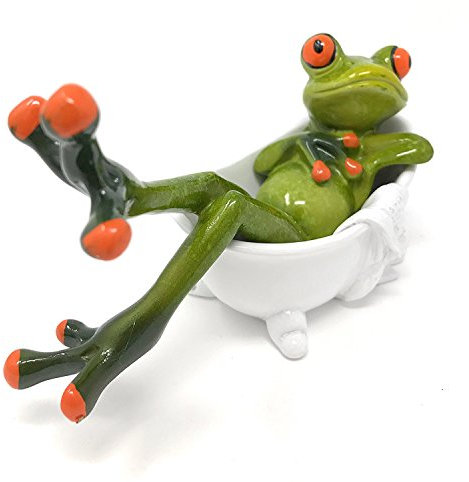 3D kreative grüne Frosch lustige Harz-Statuen grüne Frosch-Figur Statue Tierdekoration für Kinder Geschenk Sport Yoga Frosch (1 Packung, Badedame)