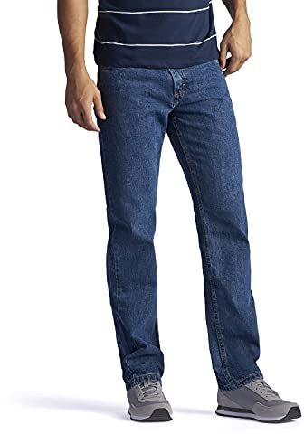 Lee Men's Regular Fit Straight Leg Jean, Medium Stone, 28W / 32L