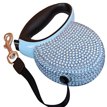 Süße Rollleine Ausziehbare Strass Hundeleine Walking Leine Einziehbare Welpen Kleine Mittlere Hunde Haustier Katzen Erziehungsleine Schleppleine Aufrollbare Retractable Leash Hundeführleine (blau)