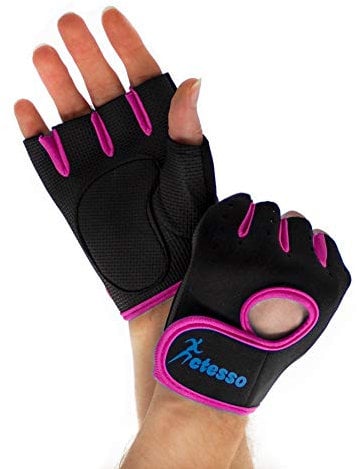 Actesso Gants de Gymnastique pour Sports - haltérophilie Hommes et Femmes, Exercice d'aviron. (M, Rose)
