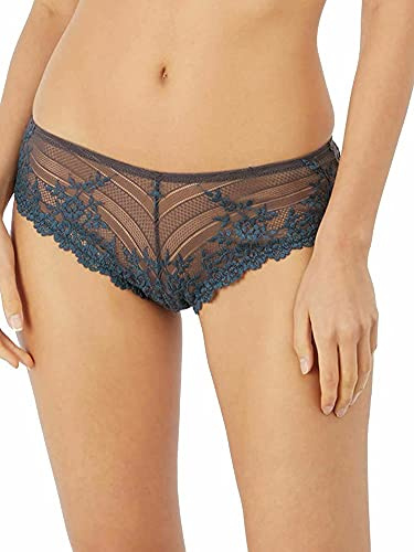 Wacoal Women's Embrace Lace Tanga Panty Underwear, Nine Iron/Ensign Blue, L