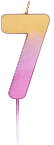 Pioneer Party Candle, Age Seven Cake Candle, 7th Seventh Birthday Candles, 15887, Rose Gold Ombre