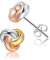 CHIC & ARTSY Love Knot Ohrringe 925 Sterling Silber Love Knot Post Ohrringe Dreifarbig Weiß Gelb und Rose Gold Twisted Love Knot Ohrstecker für Frauen