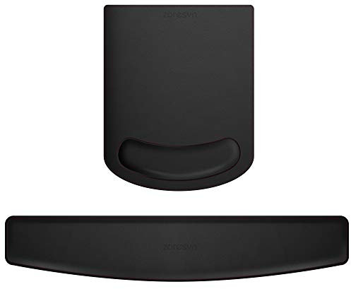ZORESYN PU Leder Handgelenkauflage, Handballenauflage Mouse Tastatur Handgelenkstütze Set, Anti-Rutsch Mauspad Tastatur Handgelenkpolster, für Computer, Gaming - Schwarz