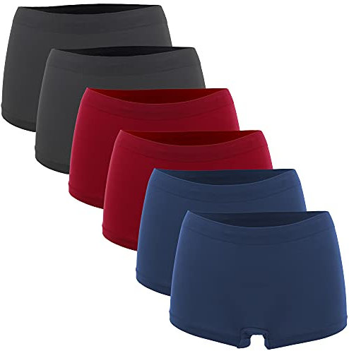 Fabio Farini - Damen Panties 6er Pack Hipsters Boxershorts nahtlos, Seamless aus weichem Microfaser-Gewebe 2X Blau/2x Rot/2x Grau XS -34