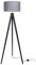 Light-Home Lampenschirm Stehlampe Modern - Standleuchte für Wohnzimmer Schlafzimmer Büro - Dreibeinige Industrial Lampe aus Holz - Schwarz & Dunkelgrau