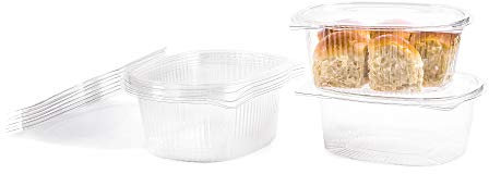 CONTITAL B07 | Contenitori per Alimenti 2000 CC con Coperchio a Cerniera | Vaschette Ovali Monouso in PET | Ideali per Take Away e Conservazione | Vaschette Plastica per Cibo da Asporto | 50 Pezzi