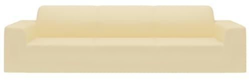 vidaXL Stretch Sofahusse 4-Sitzer Wiederverwendbar Sofabezug Sofa Abdeckung Überwürfe Universal Stretchhusse Sofaschoner Creme Polyester-Jersey